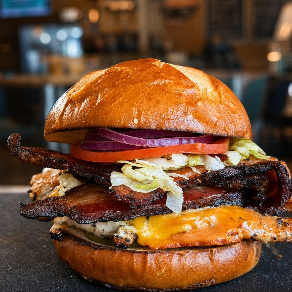 BBQ Grilled Chicken Club Sandwich.
